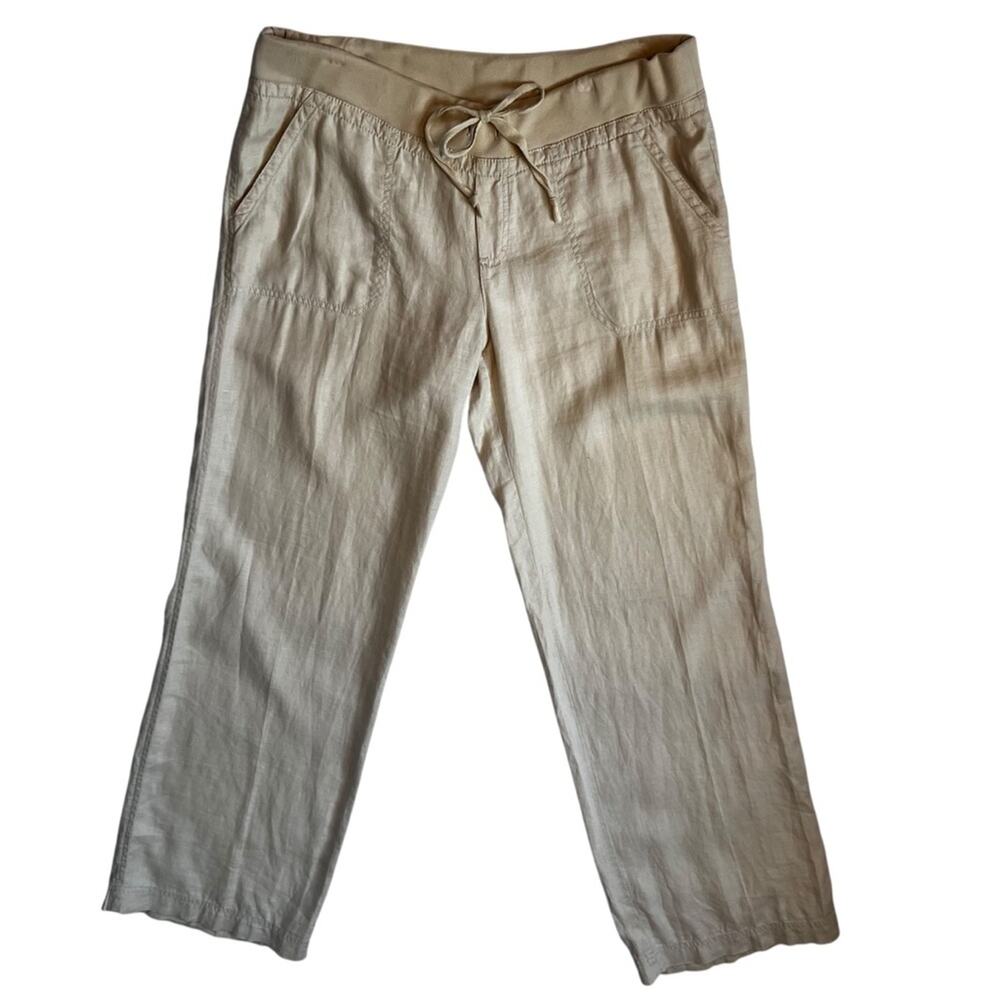 Guess Linen Drawstring Pants | Size Large | Beige… - image 1